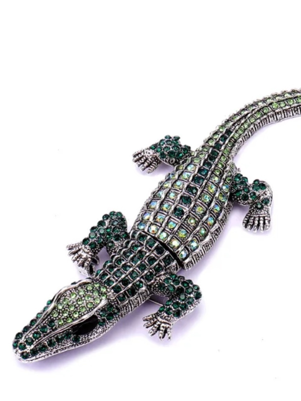 Allie the alligator she is glamorous and can be worn as a pin or as a necklace